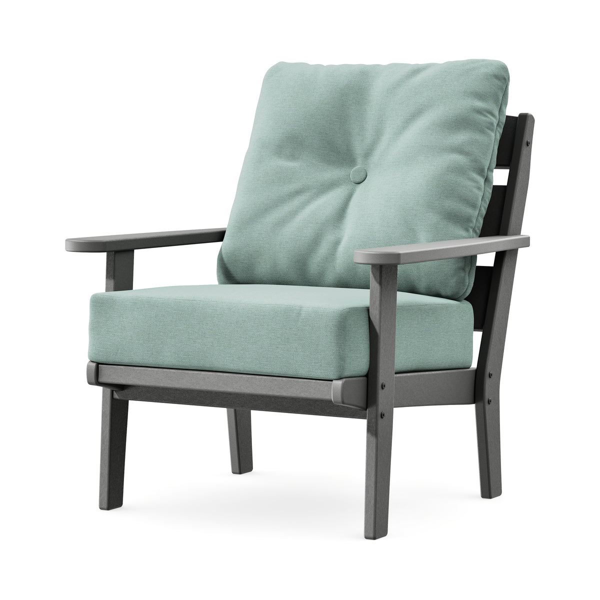 POLYWOOD Lakeside Deep Seating Chair in Slate Grey / Glacier Spa