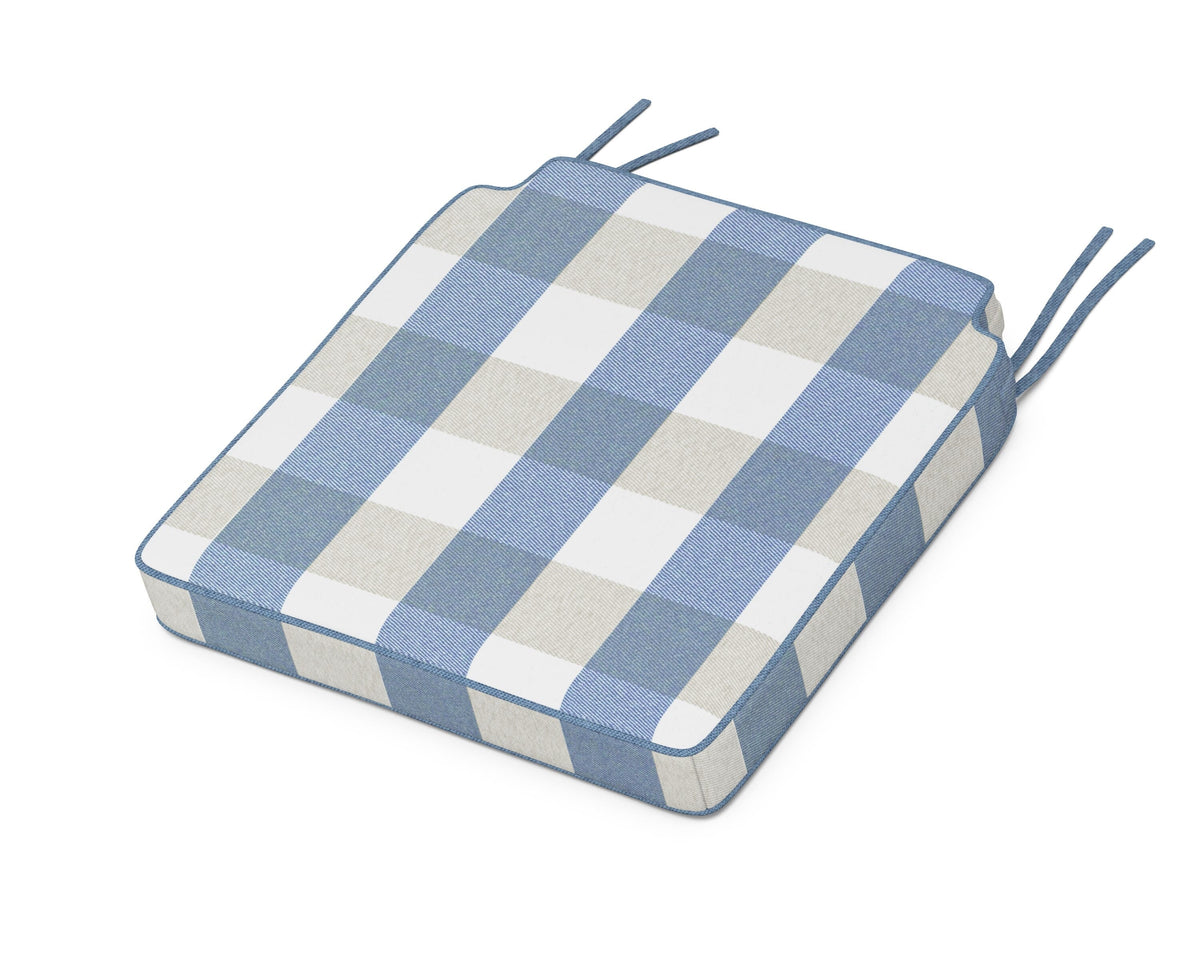 POLYWOOD Acadia Dining Side Seat Cushion in Buffalo Plaid Sky Blue