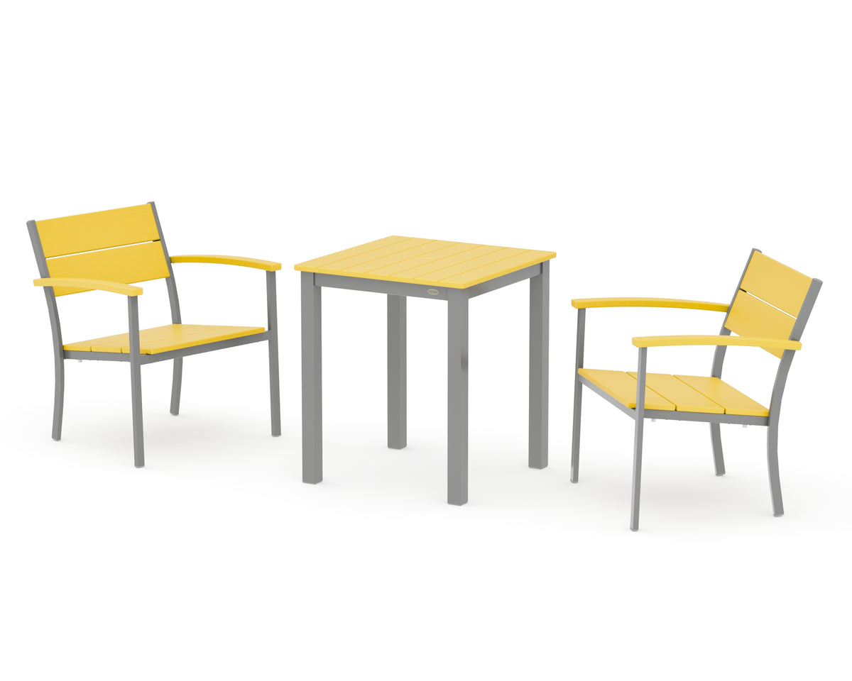 POLYWOOD Main Street 3-Piece Square Dining Set in Silver / Lemon