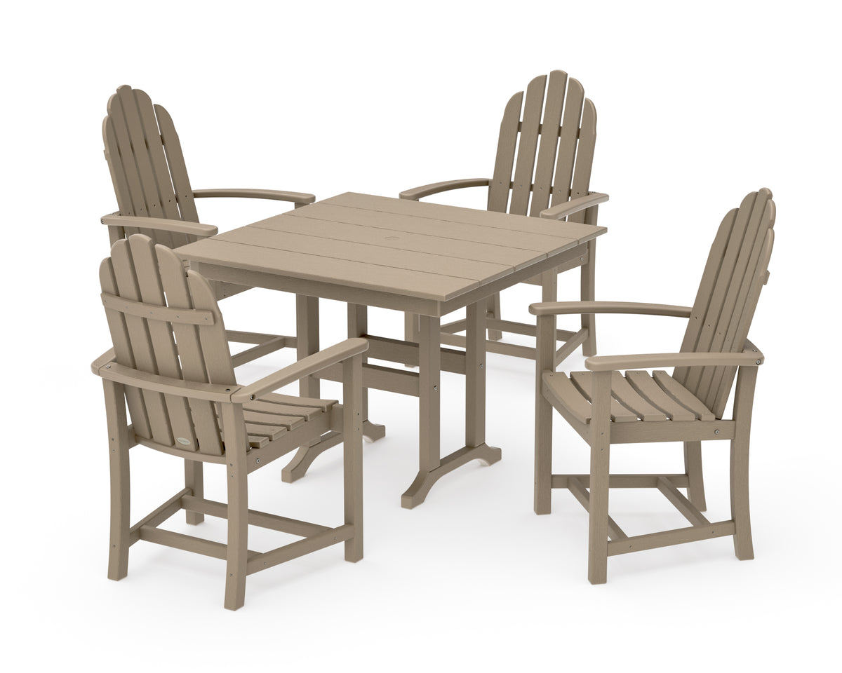 POLYWOOD Classic Adirondack 5-Piece Farmhouse Dining Set in Vintage Sahara