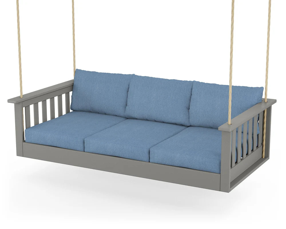 POLYWOOD Vineyard Daybed Swing in Slate Grey / Sky Blue