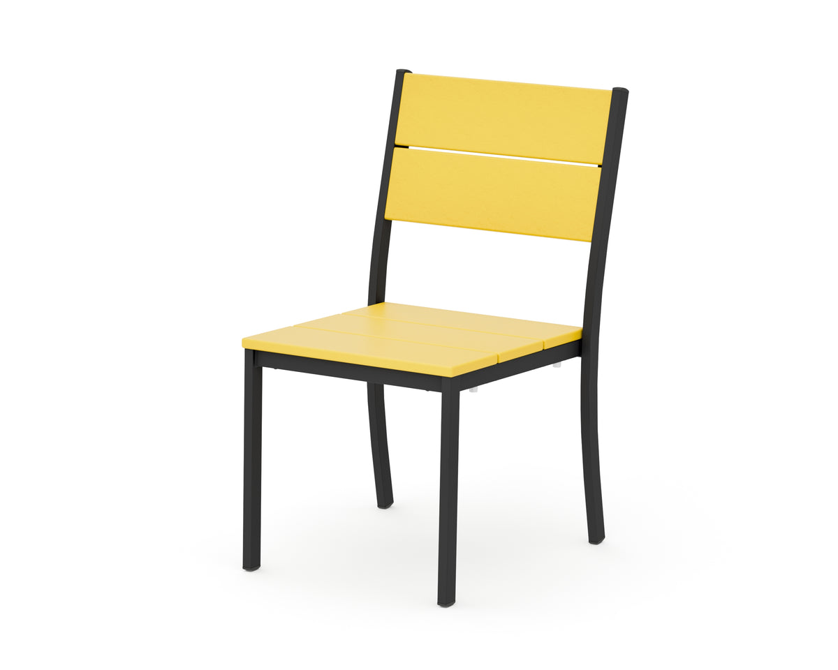 POLYWOOD Main Street Stacking Dining Side Chair in Black / Lemon