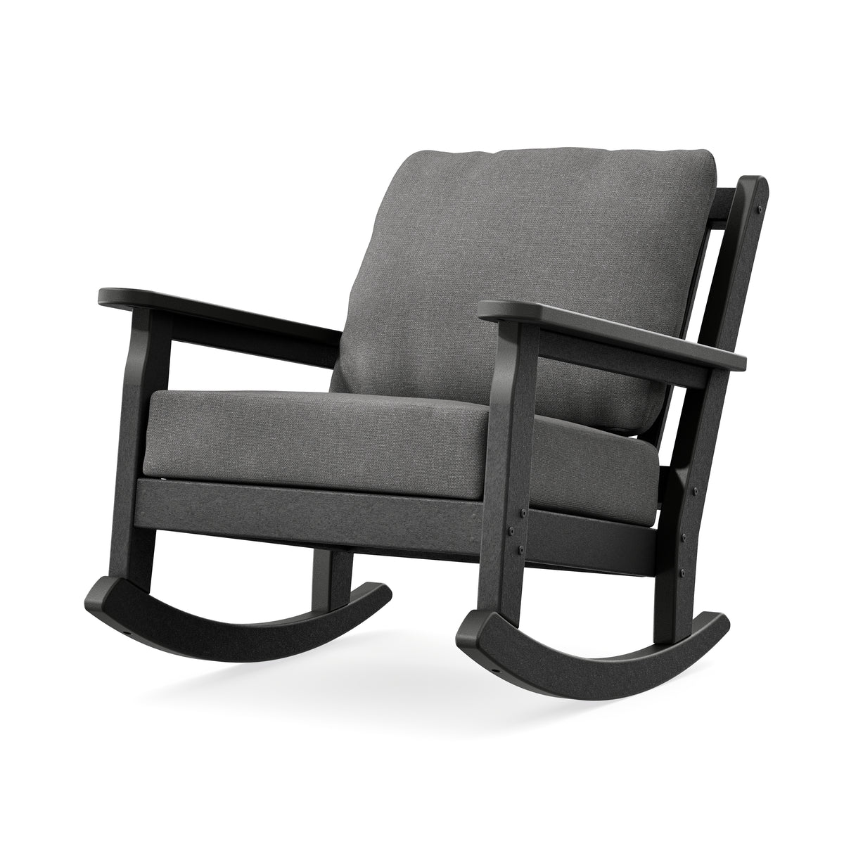 POLYWOOD Chippendale Deep Seating Rocking Chair in Black / Ash Charcoal