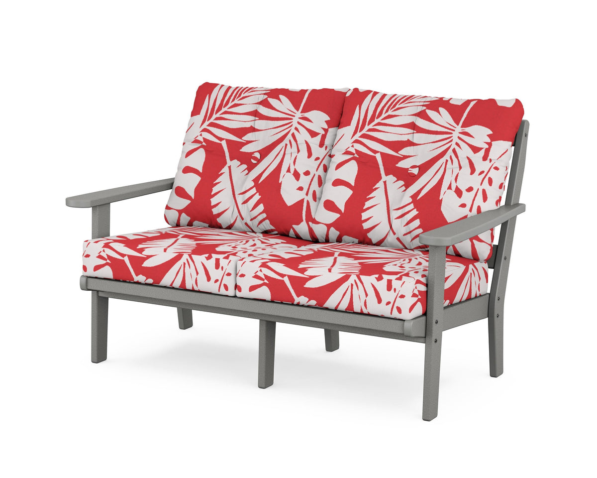 POLYWOOD Mission Deep Seating Loveseat in Slate Grey / Leaf Crimson