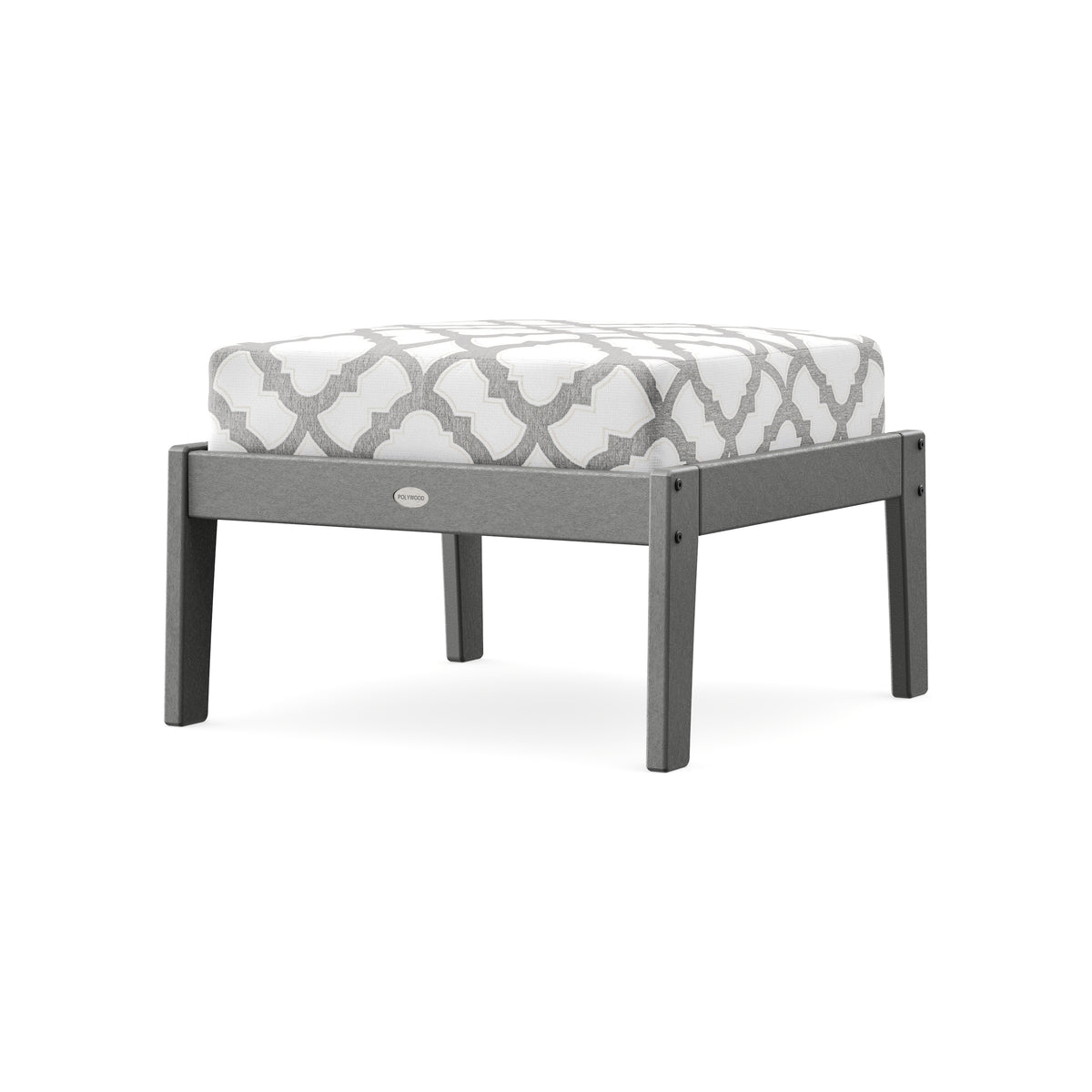 POLYWOOD Lakeside Deep Seating Ottoman in Slate Grey / Trellis Grey Mist