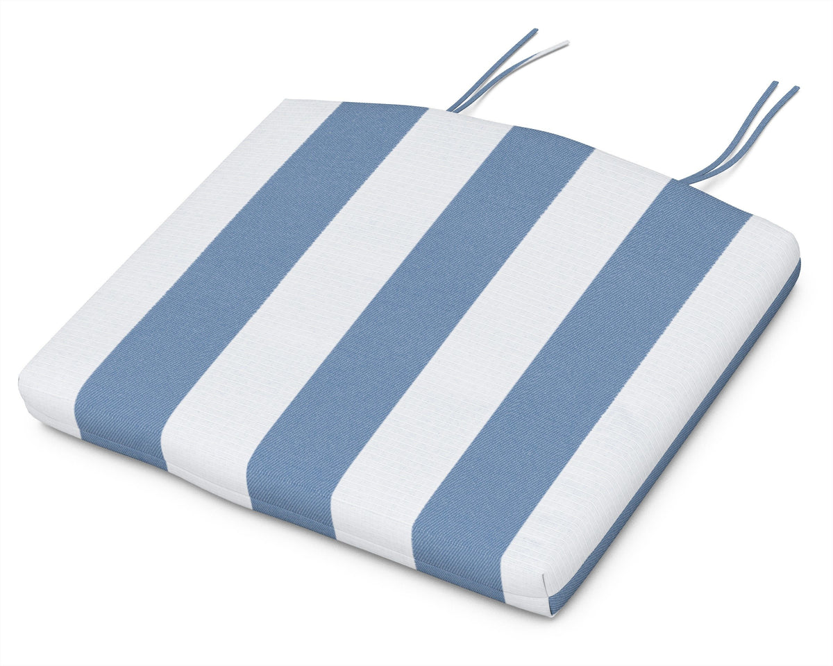 POLYWOOD Seat Cushion - 12.65"D x 15"W x 2.5"H in Cabana Stripe Sky Blue