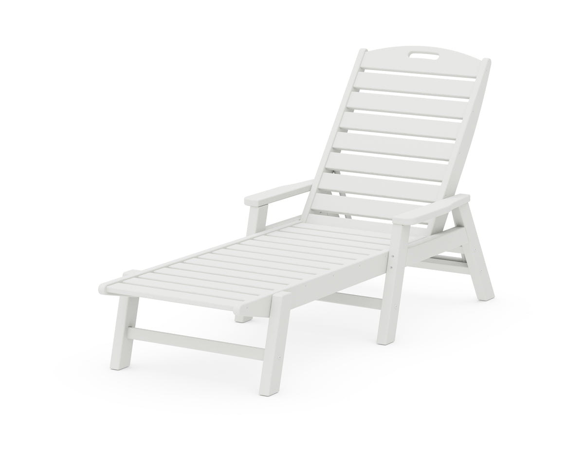 POLYWOOD Nautical Chaise with Arms in Vintage White