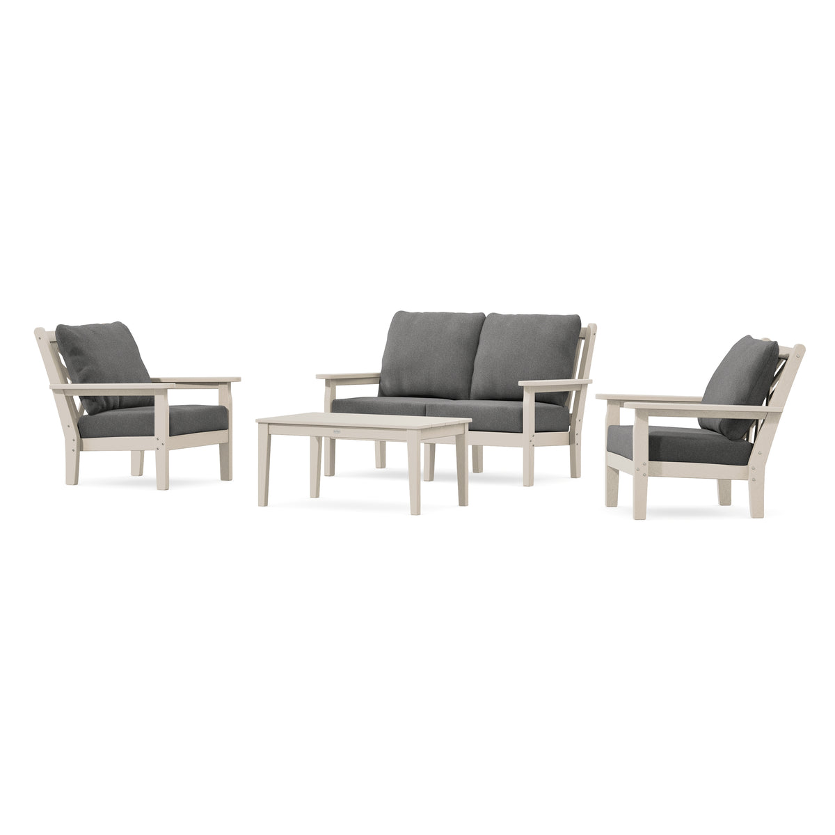 POLYWOOD Chippendale 4-Piece Deep Seating Set with Loveseat in Sand
