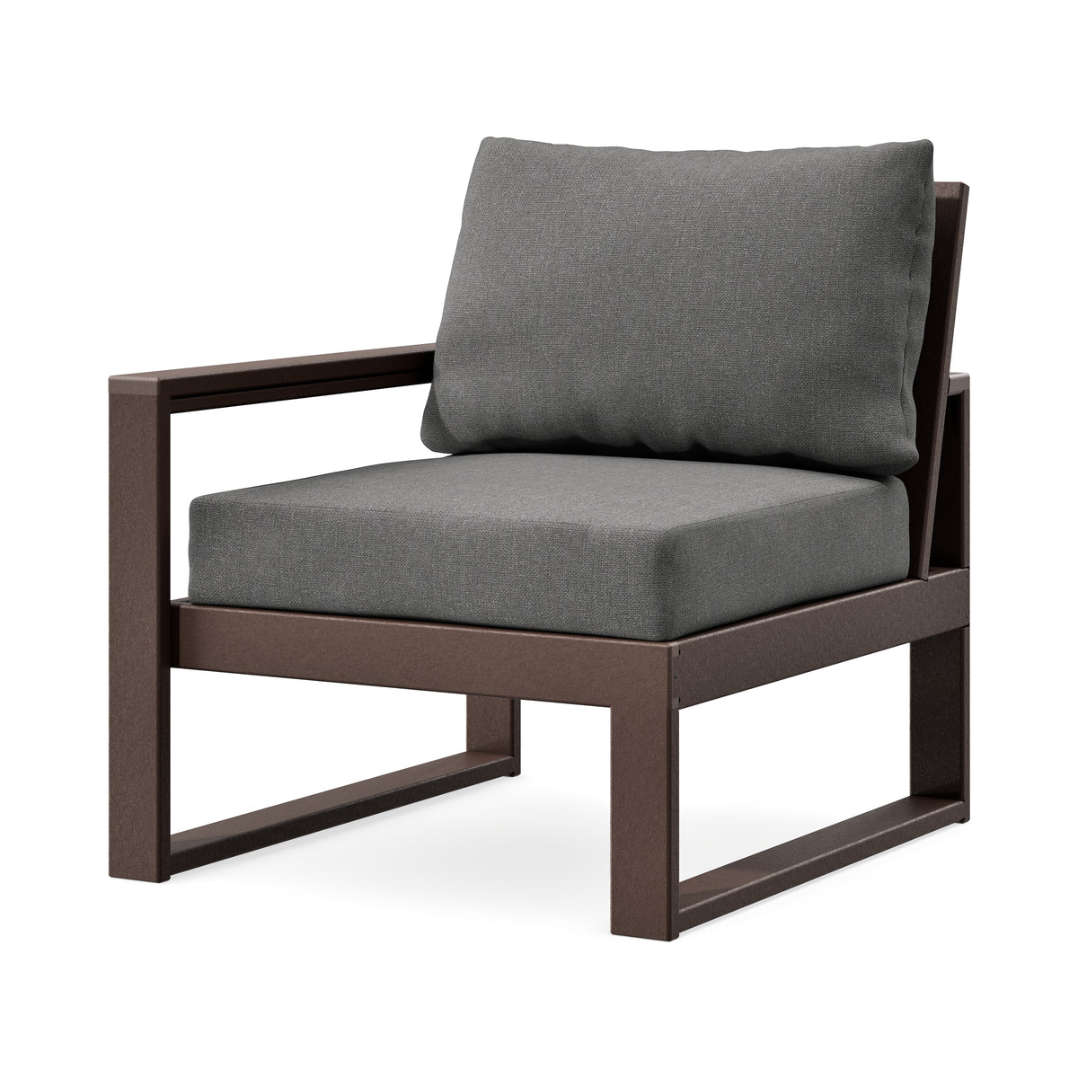 POLYWOOD EDGE Modular Left Arm Chair in Mahogany / Ash Charcoal