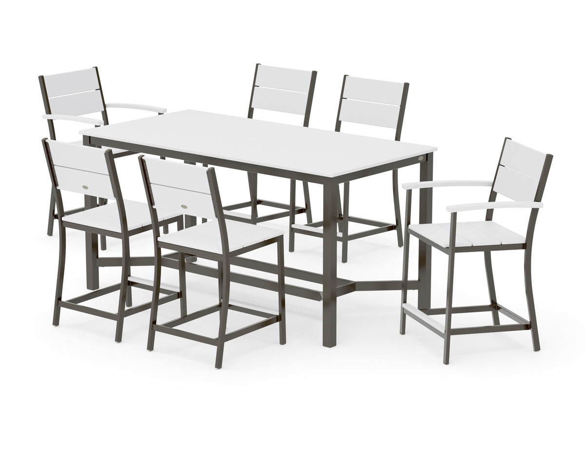 POLYWOOD Main Street 7-Piece Counter Set in Bronze / White