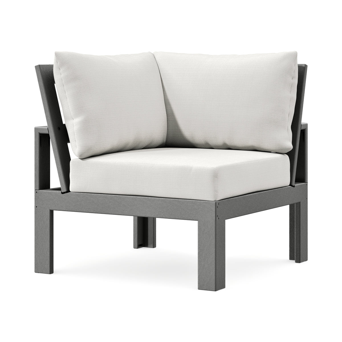 POLYWOOD Modular Corner Chair in Slate Grey / Natural Linen