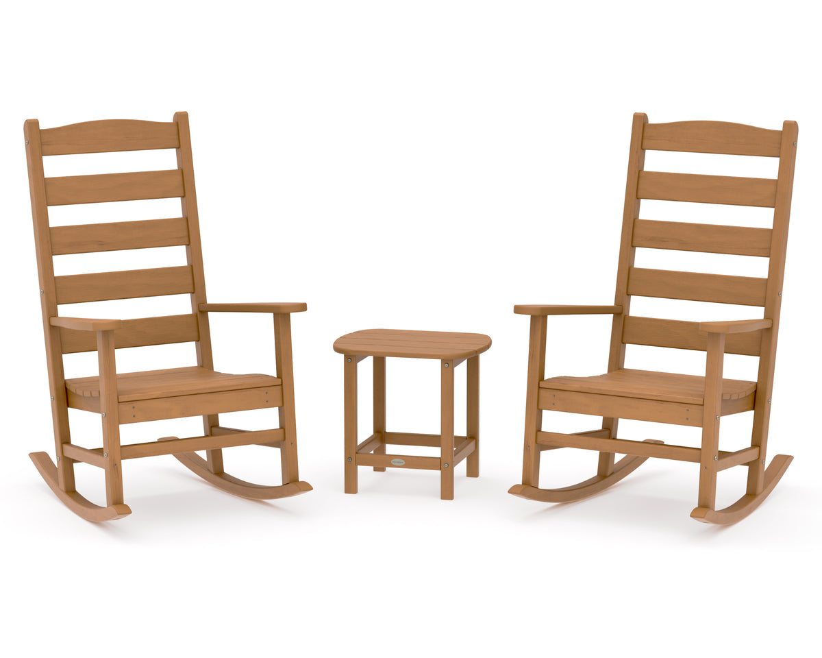 POLYWOOD Shaker 3-Piece Porch Rocking Chair Set in Natural