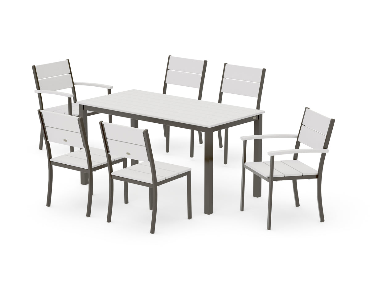 POLYWOOD Main Street 7-Piece Dining Set with Main Street 30 x 60 Dining Table in Bronze / Vintage White