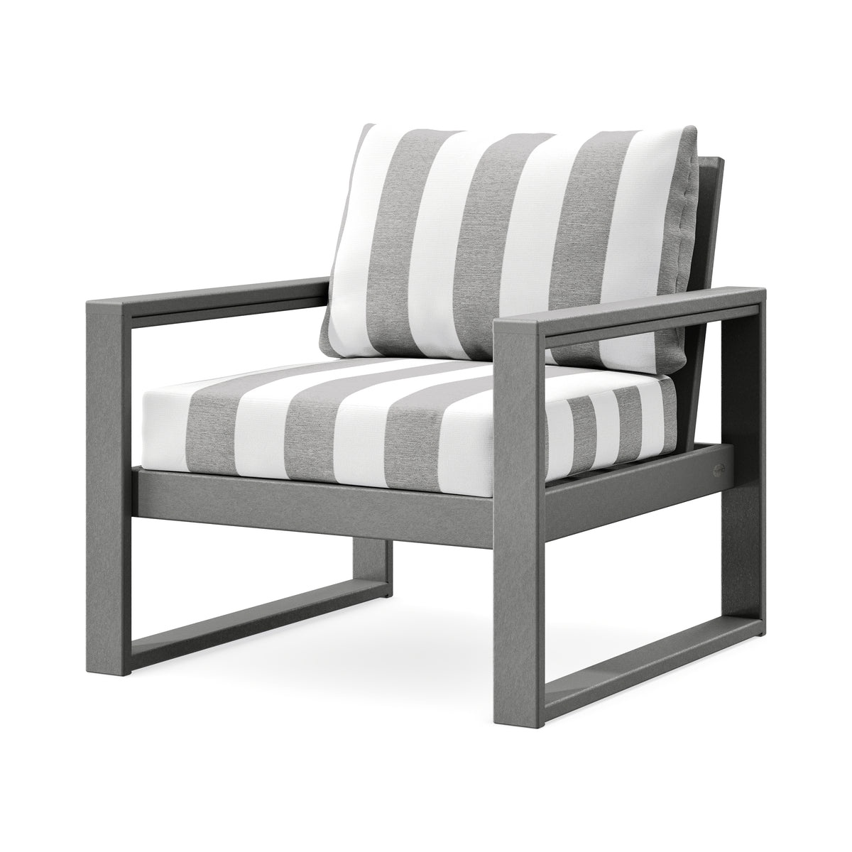 POLYWOOD EDGE Club Chair in Slate Grey / Cabana Stripe Grey Mist