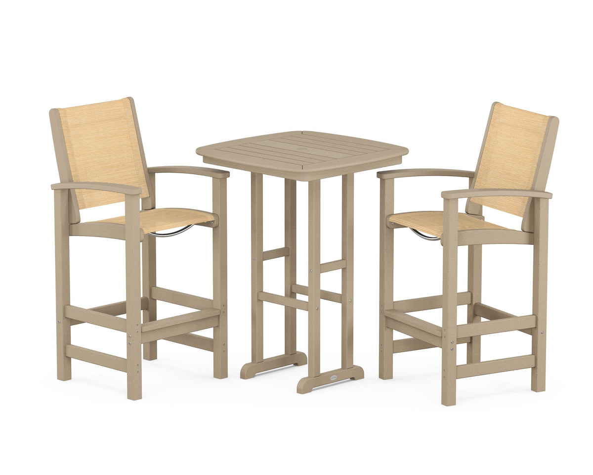 POLYWOOD Coastal 3-Piece Bar Set in Vintage Sahara / Dupioni Apricot
