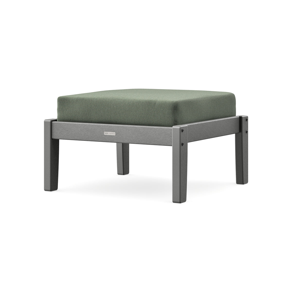 POLYWOOD Chinoiserie Deep Seating Ottoman in Slate Grey / Cast Sage