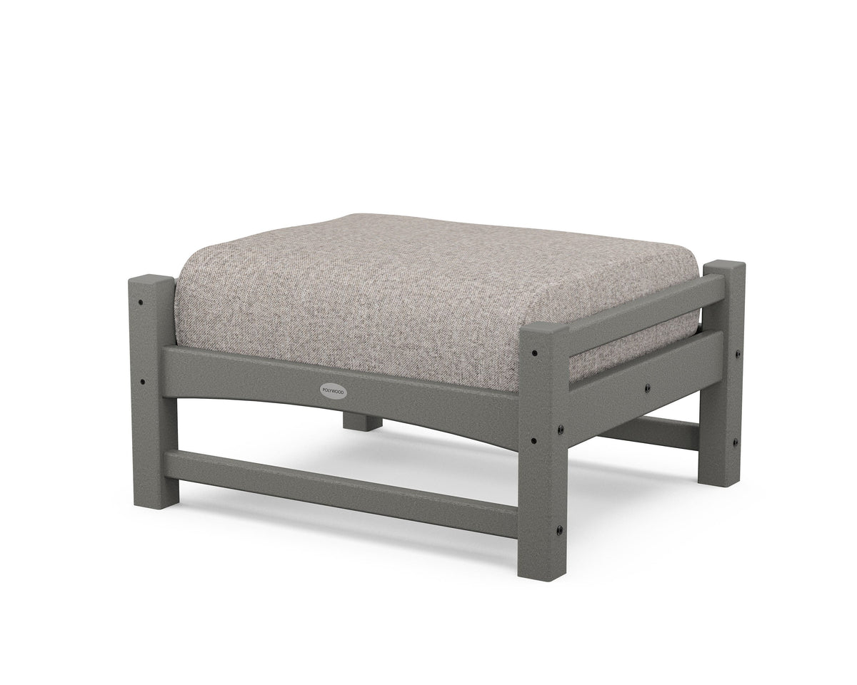POLYWOOD Club Ottoman in Slate Grey / Weathered Tweed
