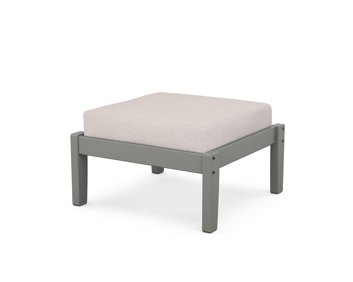 POLYWOOD Deep Seating Ottoman in Slate Grey / Dune Burlap