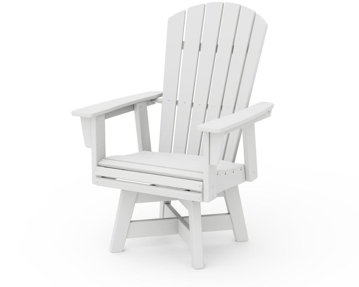 POLYWOOD Nautical Curveback Adirondack Swivel Dining Chair in White