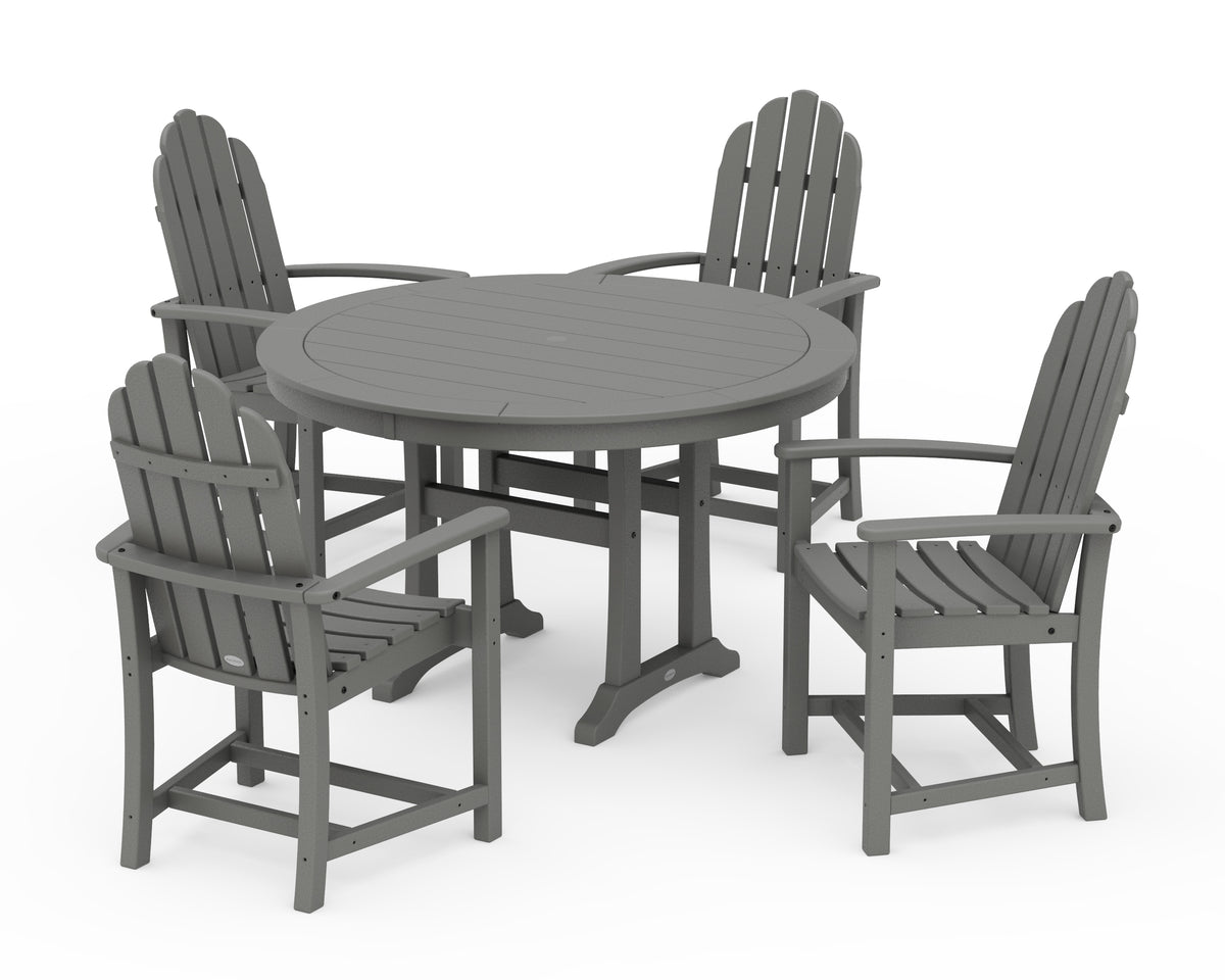 POLYWOOD Classic Adirondack 5-Piece Round Dining Set with Trestle Legs in Slate Grey