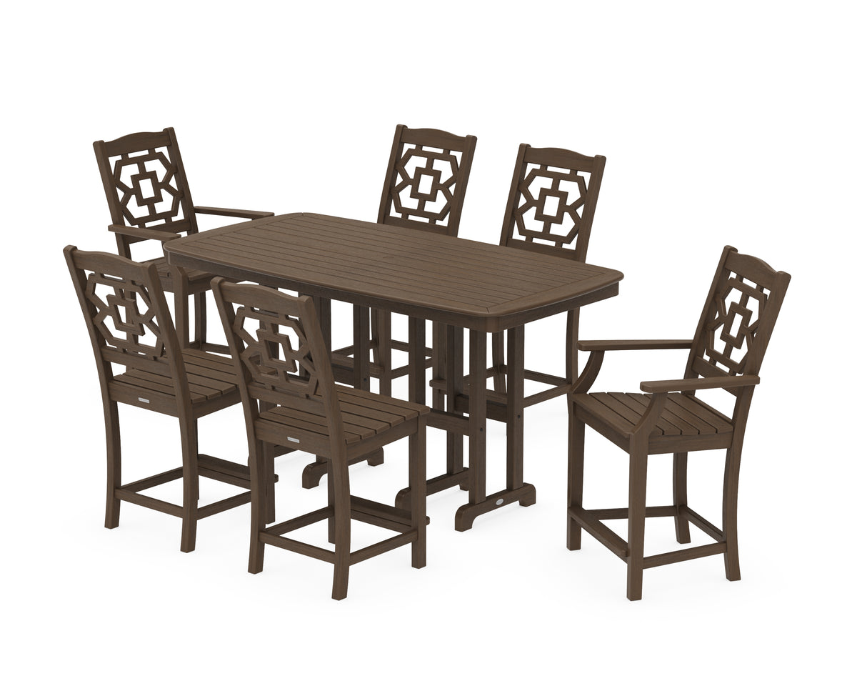 POLYWOOD Chinoiserie 7-Piece Counter Set in Kona