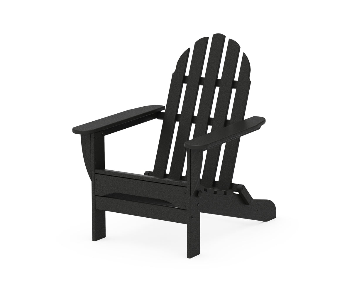 POLYWOOD Classic Folding Adirondack Chair in Black