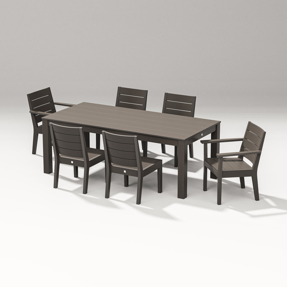 POLYWOOD Latitude 7-Piece Dining Set - 84" Table in Vintage Coffee