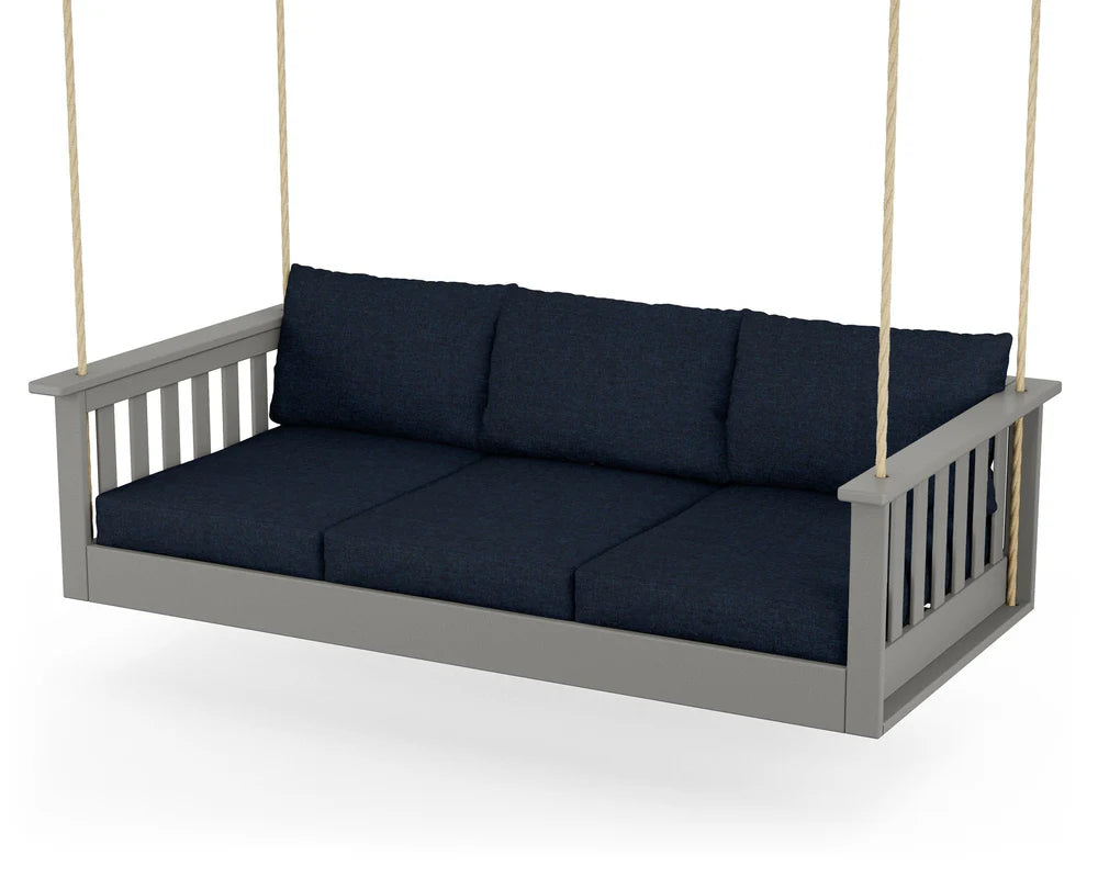POLYWOOD Vineyard Daybed Swing in Slate Grey / Marine Indigo