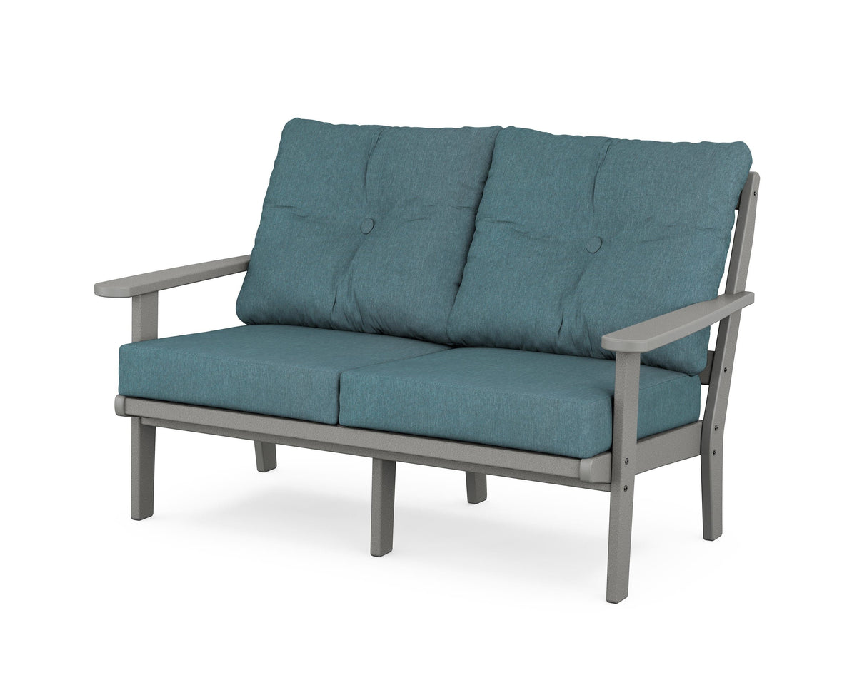 POLYWOOD Mission Deep Seating Loveseat in Slate Grey / Ocean Teal