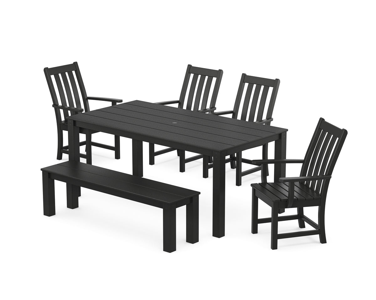 POLYWOOD Vineyard 6-Piece Parsons Dining Set with Bench in Black