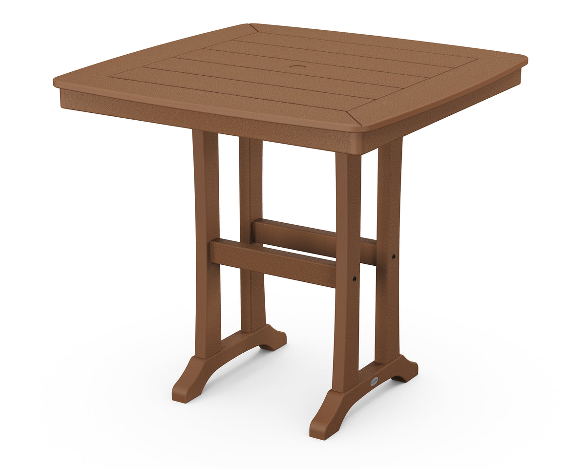 POLYWOOD Nautical Trestle 37" Counter Table in Teak