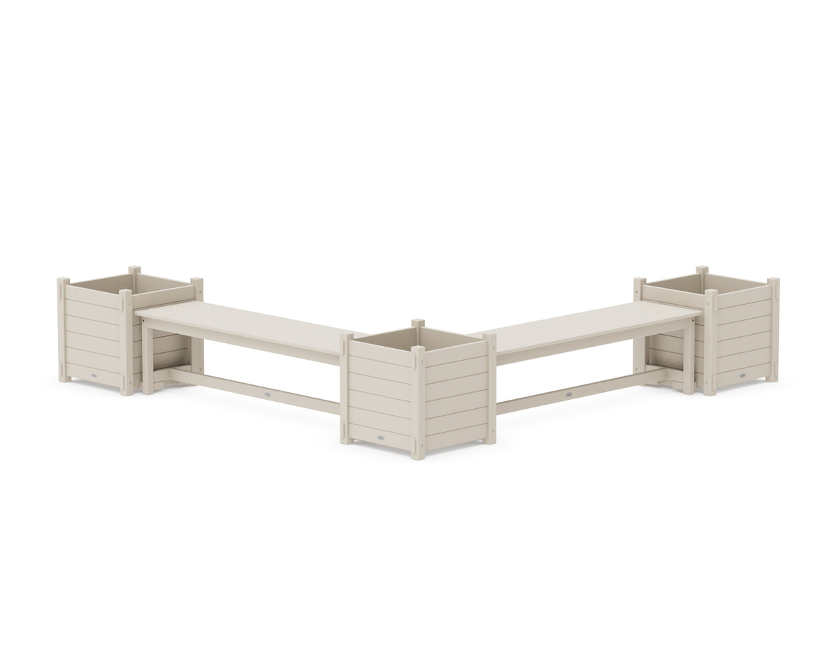 POLYWOOD 60" Nautical L-Shaped Planter Bench Corner Set - Large in Sand