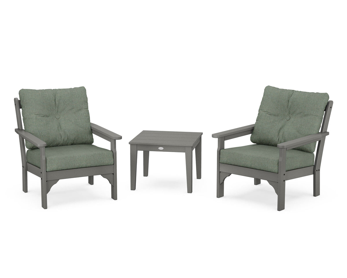 POLYWOOD Vineyard 3-Piece Deep Seating Set in Slate Grey / Cast Sage