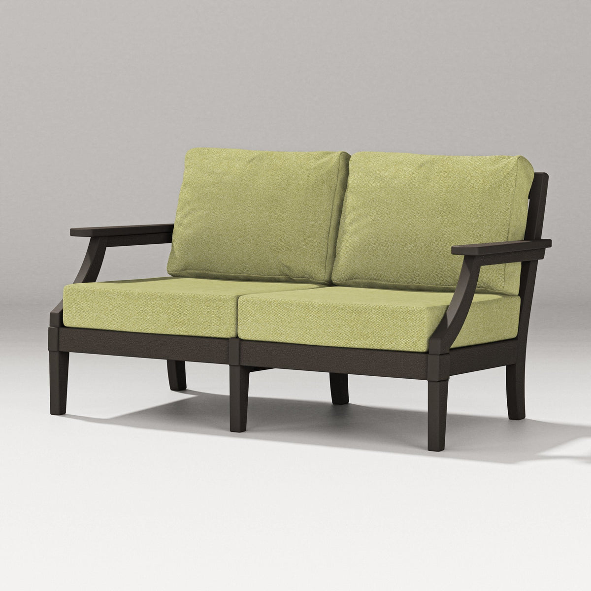 POLYWOOD Estate Loveseat in Vintage Coffee / Chartreuse Boucle