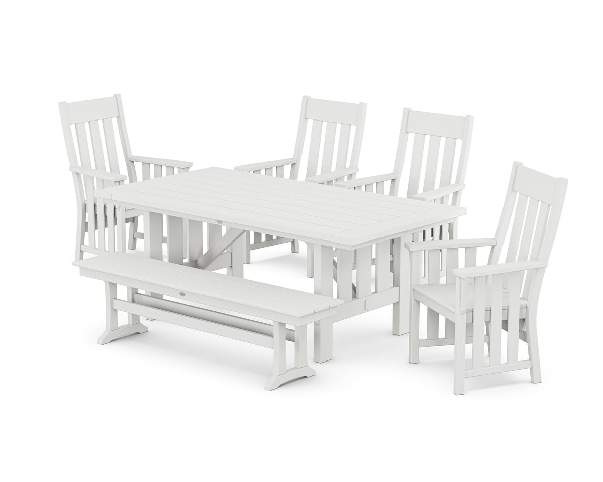 POLYWOOD Acadia 6-Piece Dining Set with Bench in White