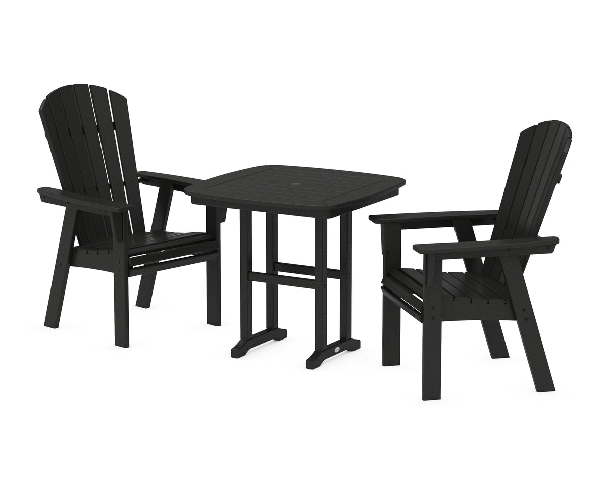 POLYWOOD Nautical Adirondack 3-Piece Dining Set in Black