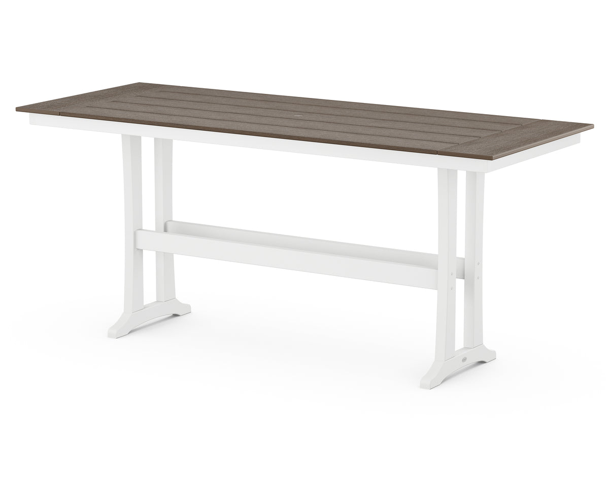 POLYWOOD Farmhouse Trestle 38" x 96" Bar Table in White / Kona