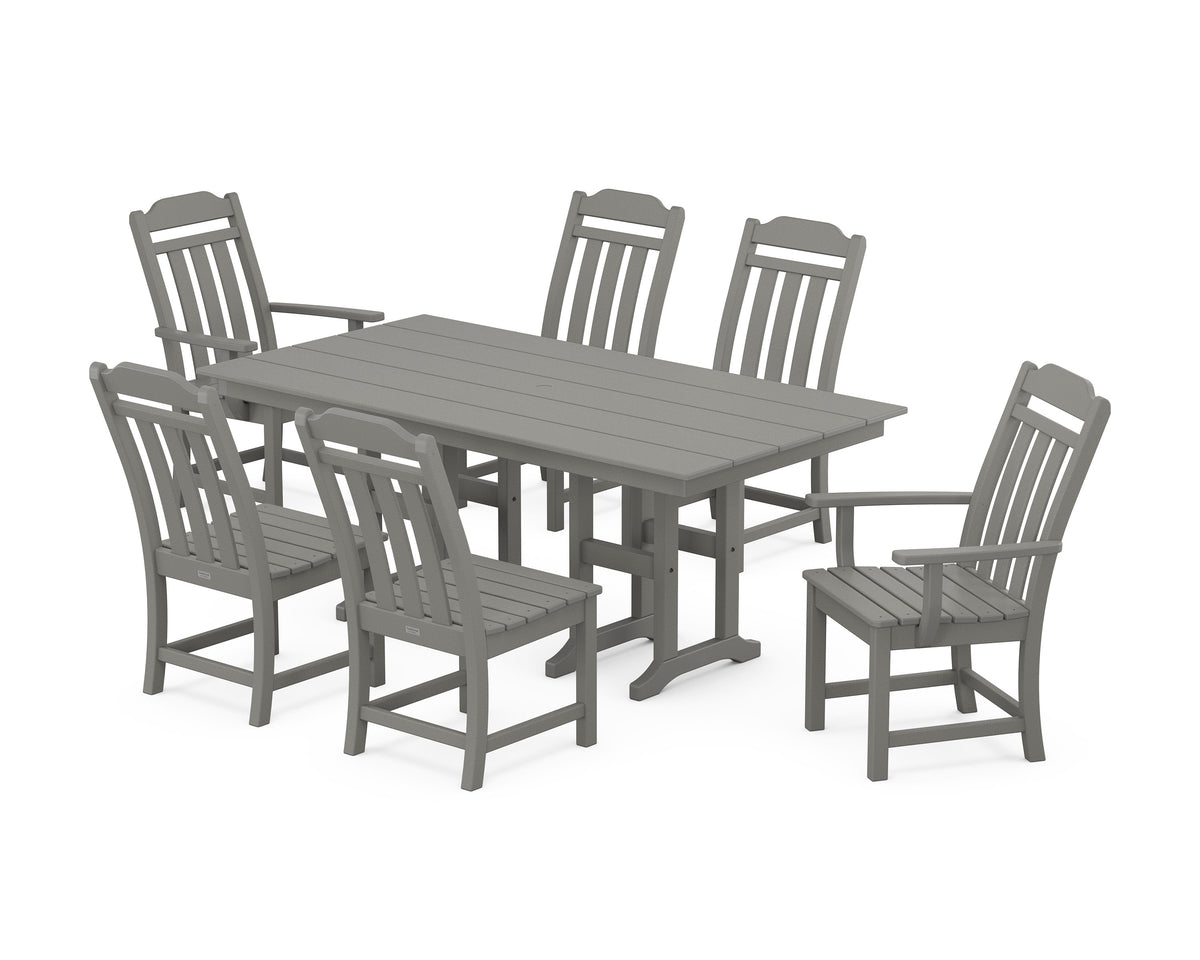 POLYWOOD Cottage 7-Piece Farmhouse Dining Set in Slate Grey