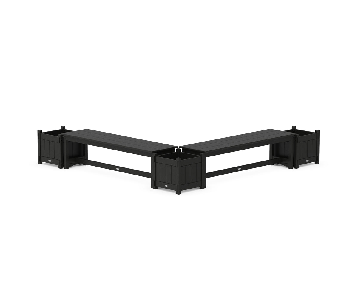 POLYWOOD 60" Vineyard L-Shaped Planter Bench Corner Set in Black