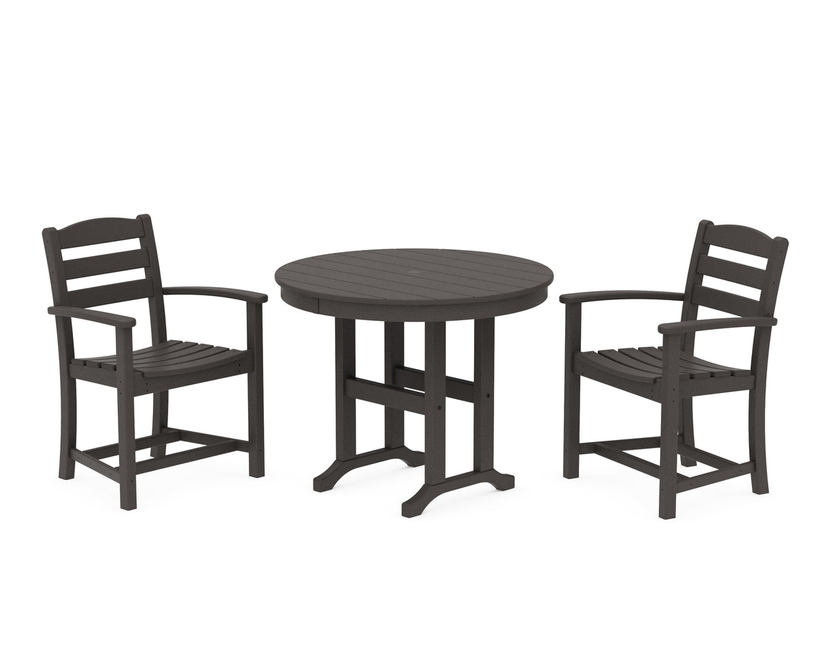POLYWOOD La Casa Café 3-Piece Round Dining Set in Vintage Coffee