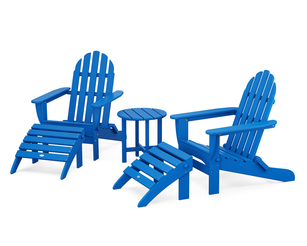 POLYWOOD Classic Adirondack 5-Piece Casual Set in Pacific Blue