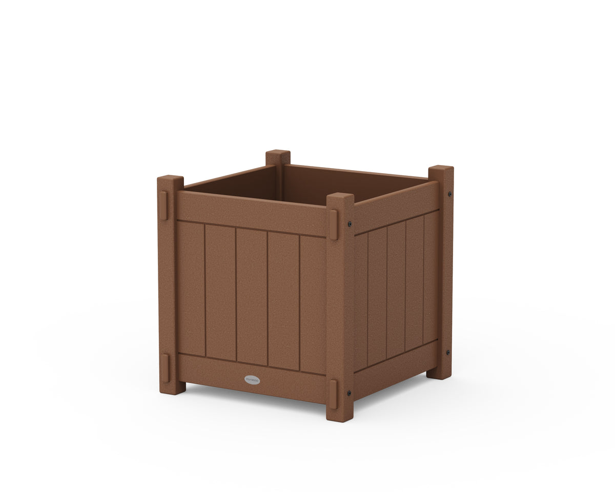 POLYWOOD Vineyard Large Square Planter Box in Teak
