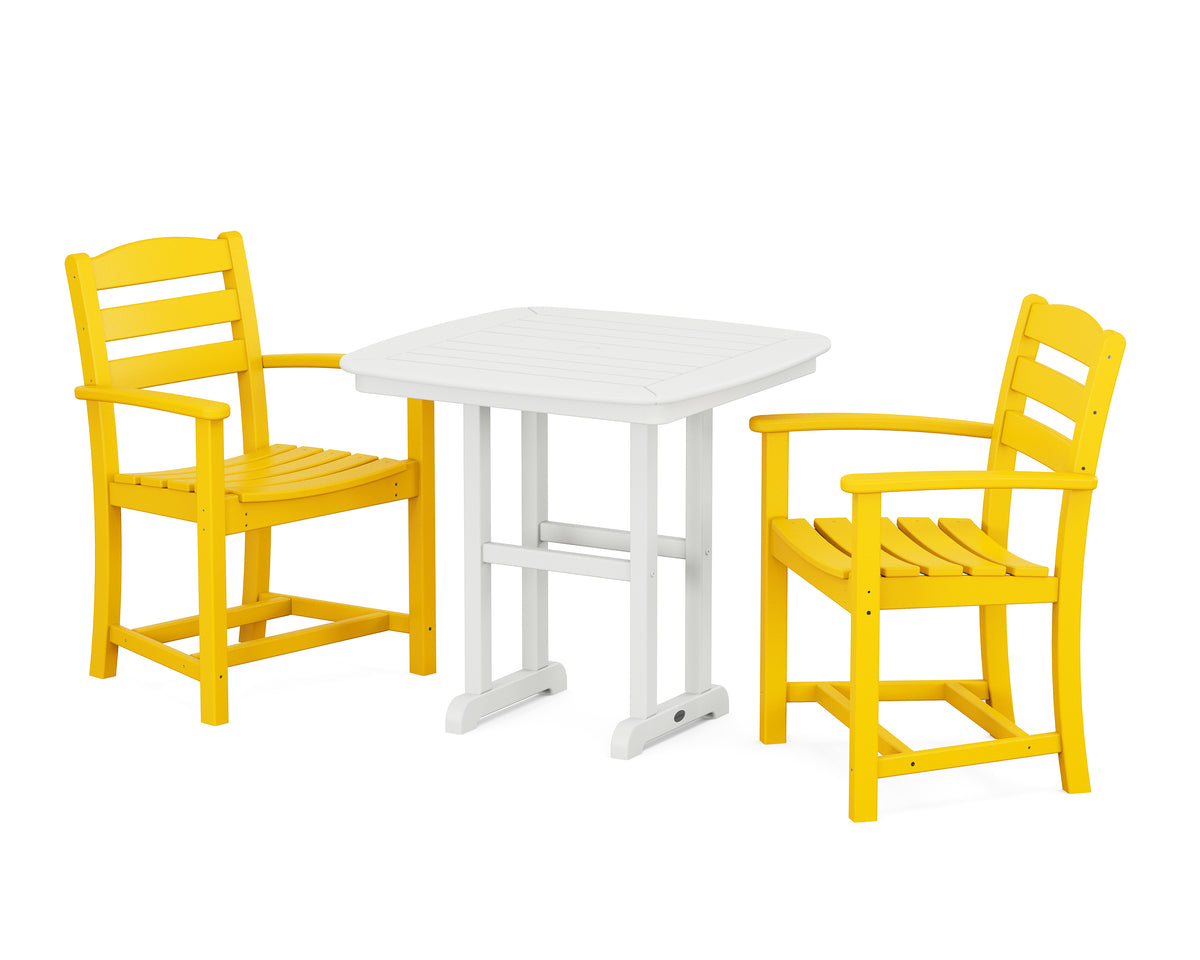 POLYWOOD La Casa Café 3-Piece Dining Set in Lemon / White