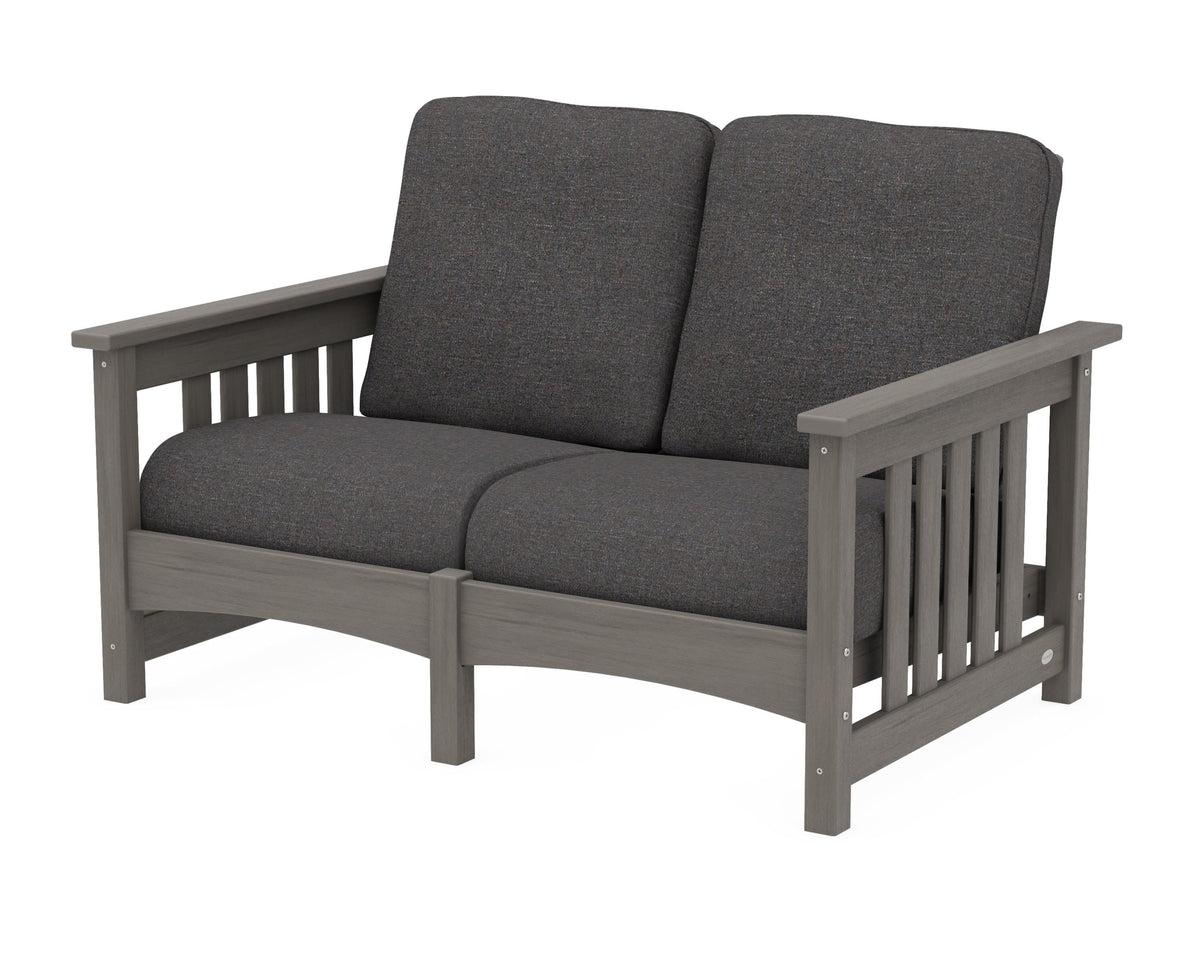 POLYWOOD Club Mission Loveseat in Driftwood / Ash Charcoal