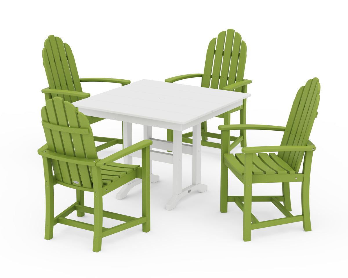 POLYWOOD Classic Adirondack 5-Piece Farmhouse Dining Set in Lime / White