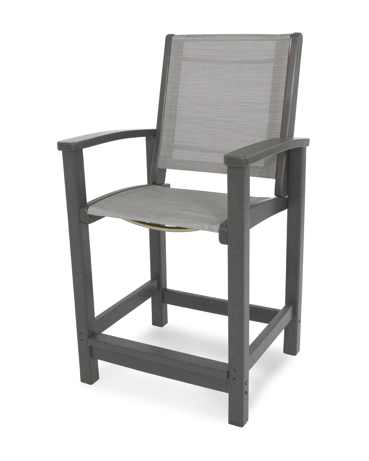 POLYWOOD Coastal Counter Chair in Slate Grey / Metallic
