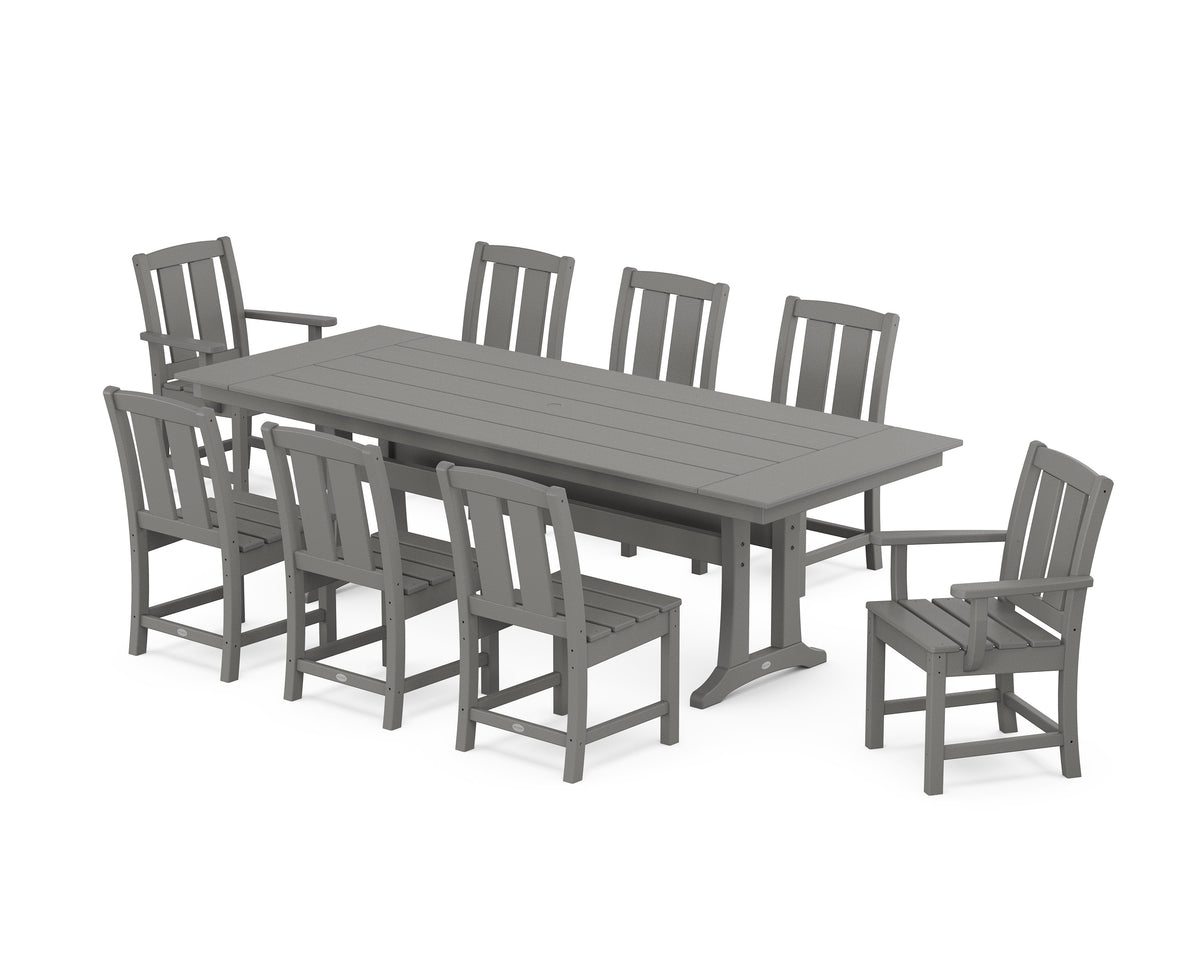 POLYWOOD Mission 9-Piece Farmhouse Dining Set with Trestle Legs in Slate Grey