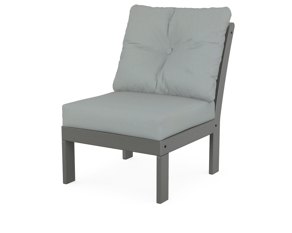 POLYWOOD Vineyard Modular Armless Chair in Slate Grey / Spa