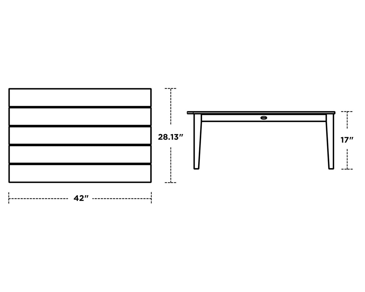 POLYWOOD Newport 28" x 42" Coffee Table dimensions