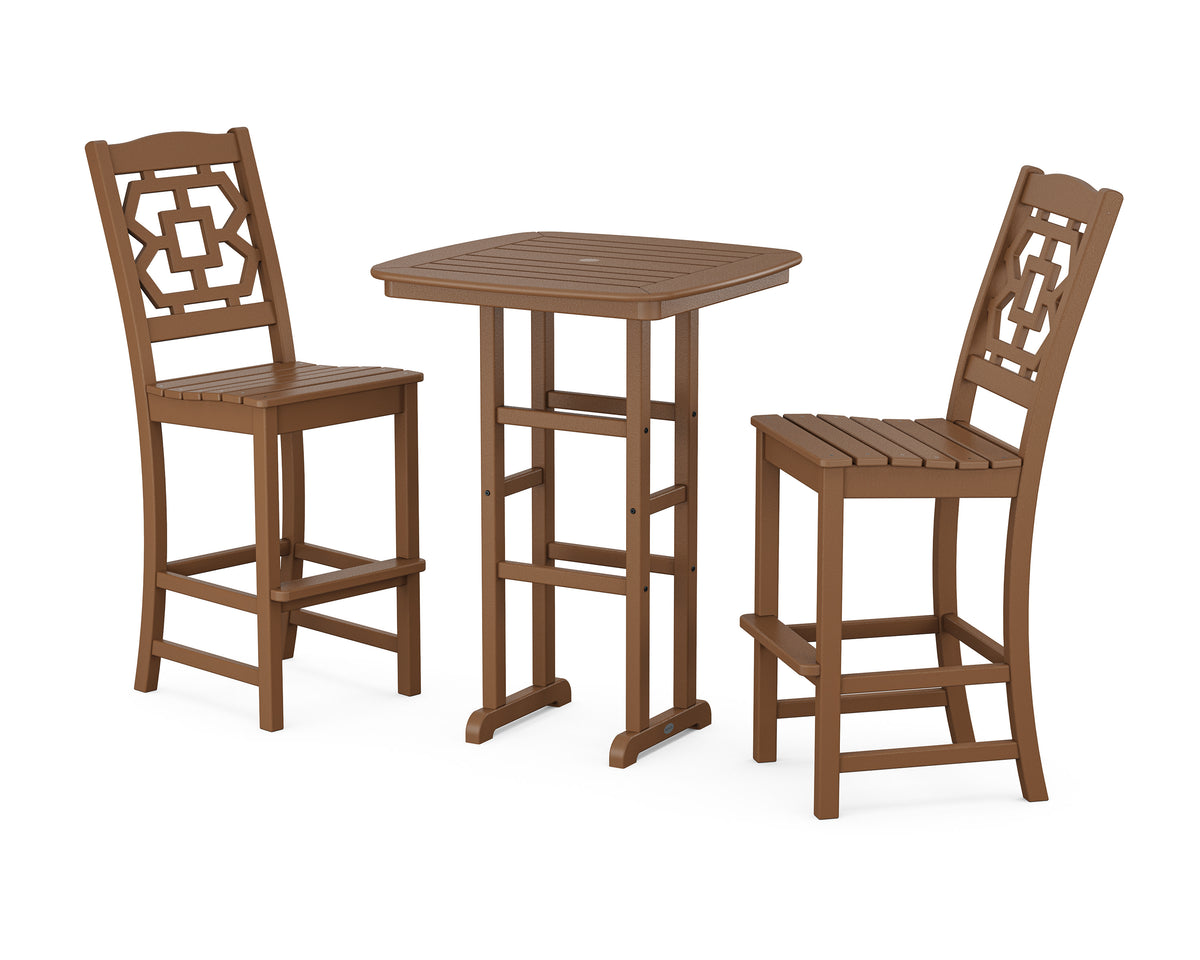 POLYWOOD Chinoiserie 3-Piece Bar Set in Teak